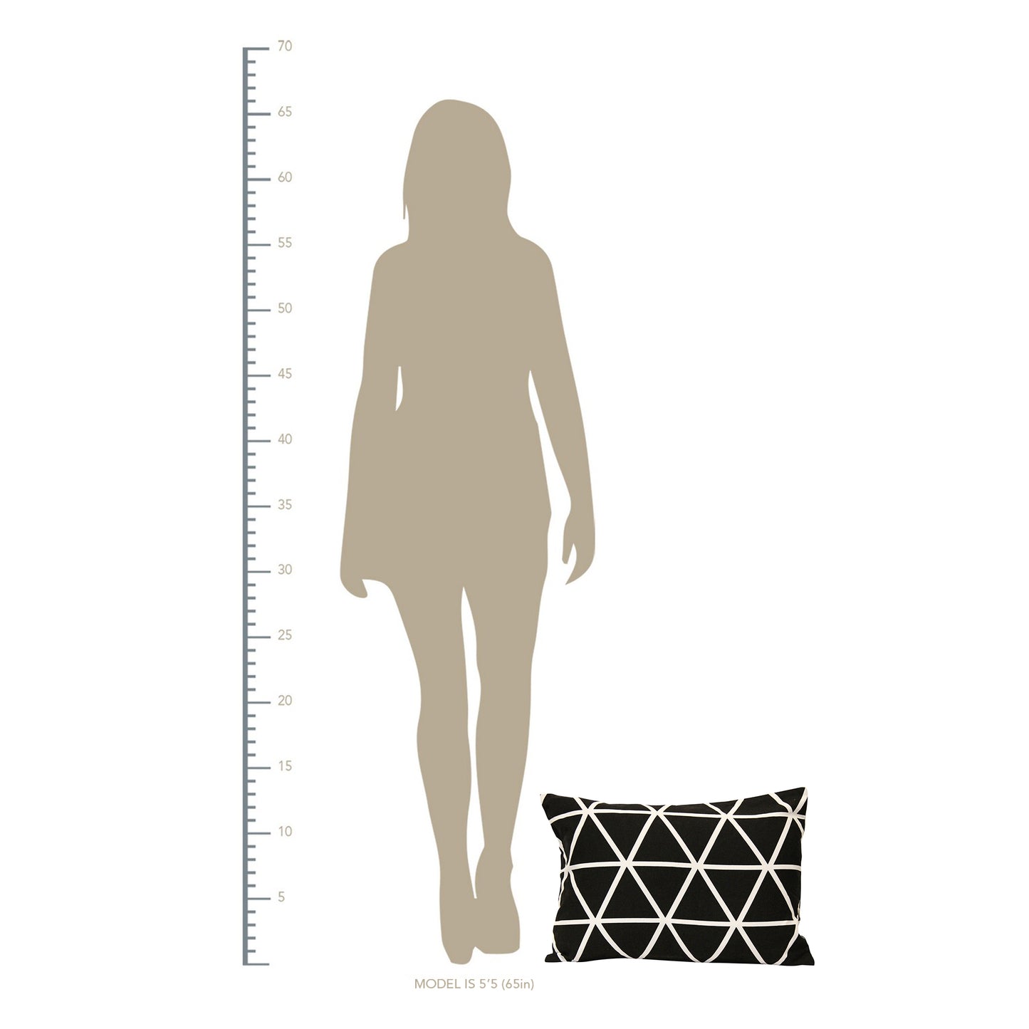 Black and White Geometric Triangles Lumbar Pillow-5