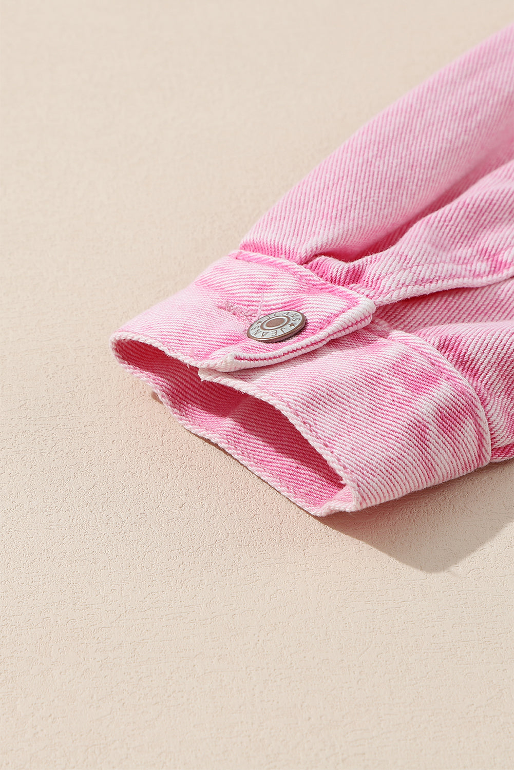 Denim Jacket Pink Rivet Studded Pocketed