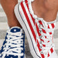 Blue American Flag Lace-up Canvas Flat Shoes