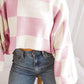 Sweater Pink Checkered Bishop Sleeve