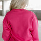 Sweat Shirt Pink Cow & Sequin Double Heart Patch Graphic