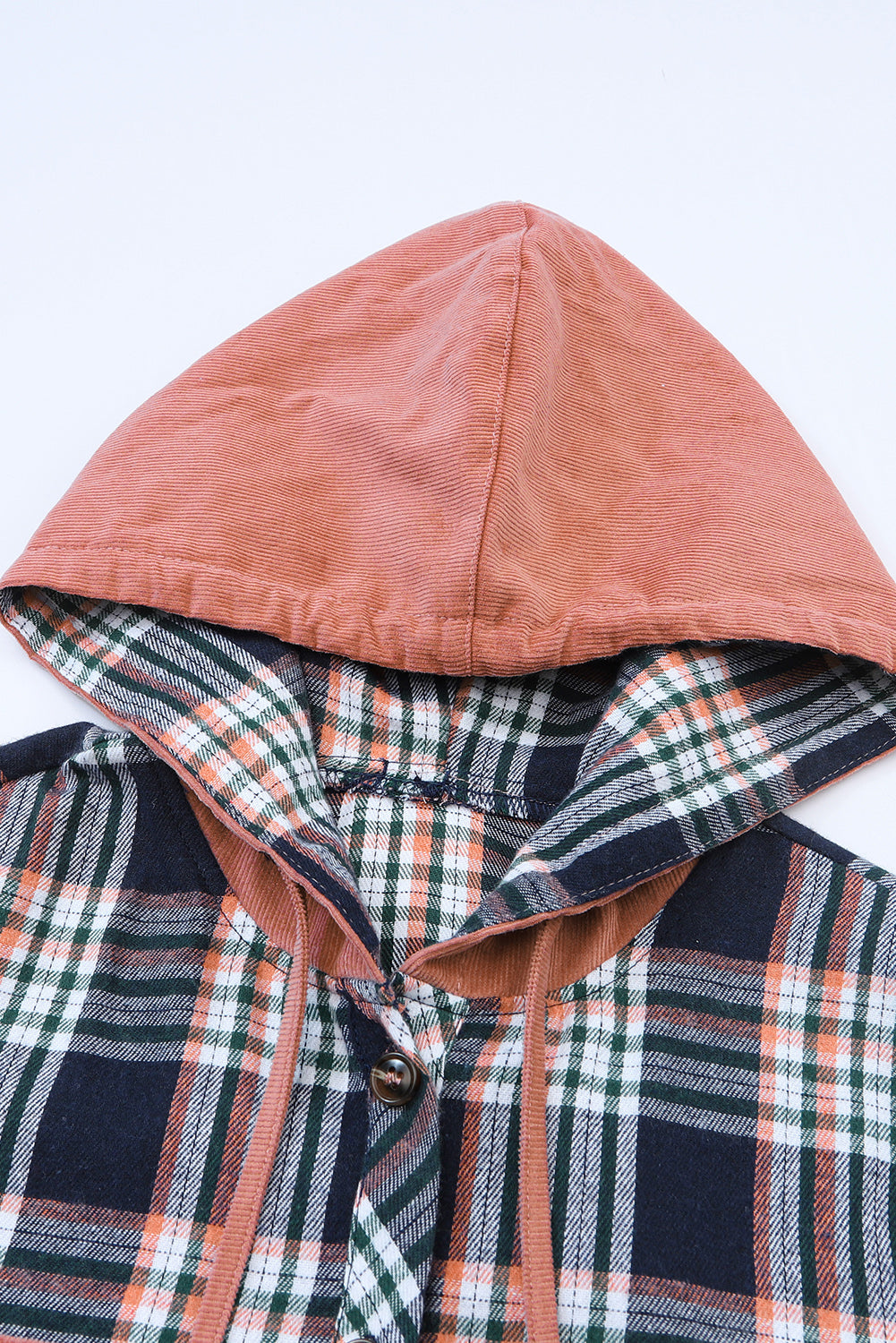 Jacket Shirt Jacket Pink Plaid Contrast Hooded Drawstring