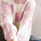 Sweater Pink Checkered Bishop Sleeve