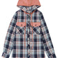 Jacket Shirt Jacket Pink Plaid Contrast Hooded Drawstring