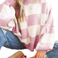 Sweater Pink Checkered Bishop Sleeve