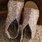 Brown Vintage Floral Leather Rivet Hollowed Platform Sandals