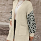 Pocketed Leopard Open Front Cardigan