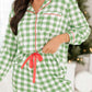 Pajamas Plaid Collared Neck Long Sleeve Top and Set