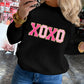 Sweater Black XOXO Glitter Print Round Neck