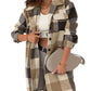 Khaki Plaid Button-Down Flap Pocket Long Shacket