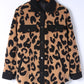 Jacket Shacket Shirt Black Contrast Trimmed Leopard Teddy