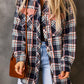 Jacket Shirt Jacket Pink Plaid Contrast Hooded Drawstring