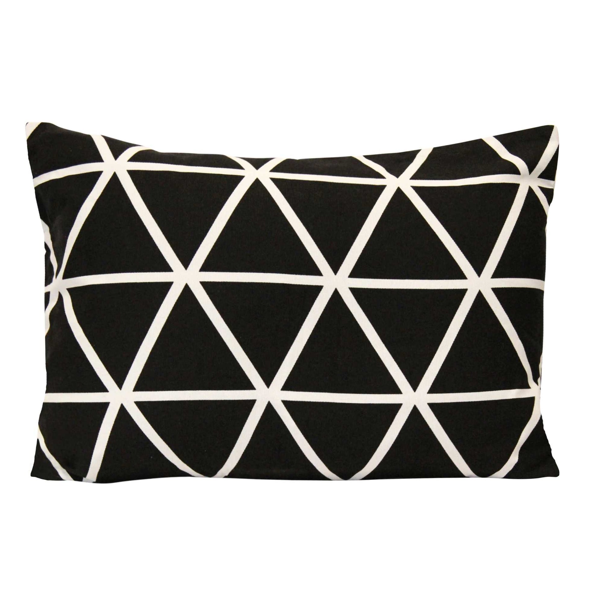 Black and White Geometric Triangles Lumbar Pillow-0
