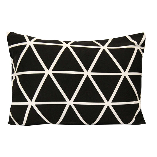 Black and White Geometric Triangles Lumbar Pillow-0