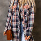 Jacket Shirt Jacket Pink Plaid Contrast Hooded Drawstring