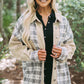 Khaki Distressed Raw Edge Plaid Patchwork Denim Jacket