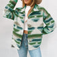 Blackish Green Aztec Print Button Up Long Sleeve Jacket