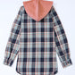 Jacket Shirt Jacket Pink Plaid Contrast Hooded Drawstring