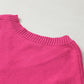 Sweater Rose Red Pearl Embellished Fuzzy Hearts V Neck