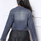 Zip Up Long Sleeve Denim Top