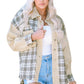 Khaki Distressed Raw Edge Plaid Patchwork Denim Jacket