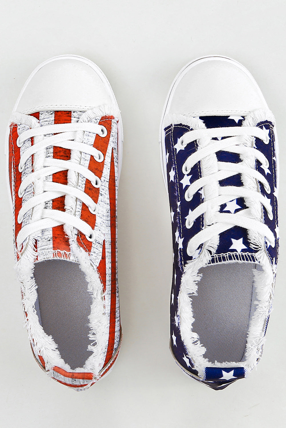 Blue American Flag Lace-up Canvas Flat Shoes