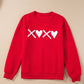 Red Puff XOXO Print Valentines Heart Sweatshirt