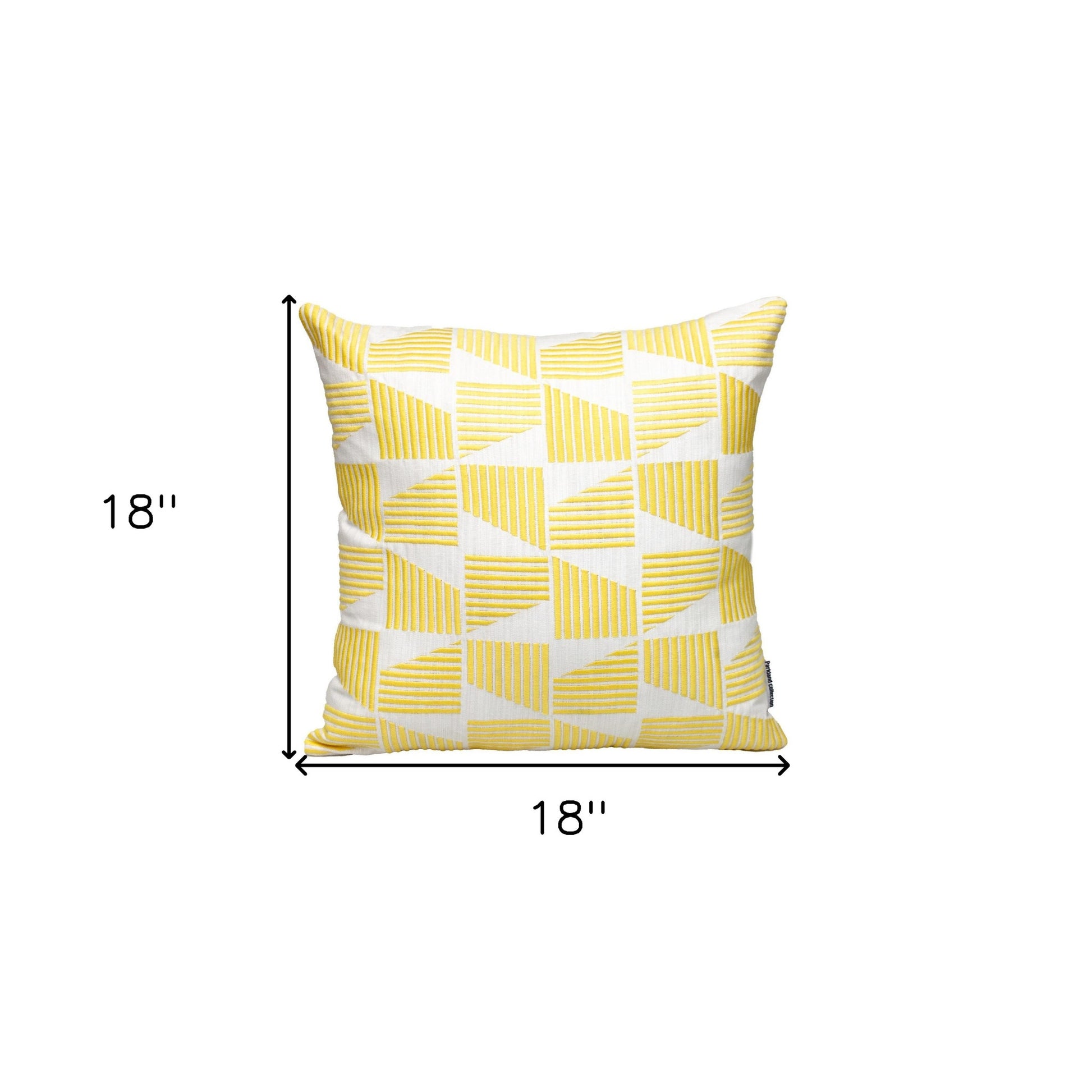 18" Yellow and White Geometric Cotton Throw Pillow With Embroidery-7