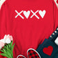 Red Puff XOXO Print Valentines Heart Sweatshirt