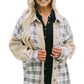 Khaki Distressed Raw Edge Plaid Patchwork Denim Jacket