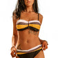 Swimsuit Brown Gradient Color Block Push Up Bikini