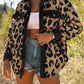 Jacket Shacket Shirt Black Contrast Trimmed Leopard Teddy