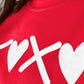 Red Puff XOXO Print Valentines Heart Sweatshirt