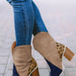 Boots Leopard Print Color Block Patchwork Heeled