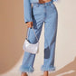 Plush Hem High Rise Straight Jeans