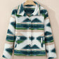 Blackish Green Aztec Print Button Up Long Sleeve Jacket