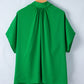 Bright Green Solid Mock Neck Split Batwing Sleeve Blouse