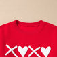 Red Puff XOXO Print Valentines Heart Sweatshirt