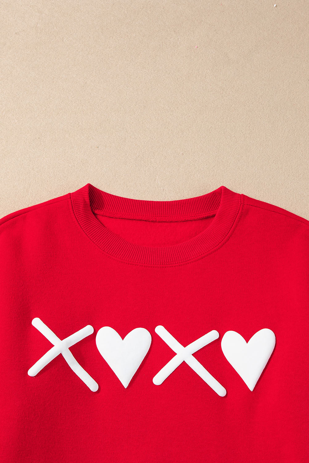 Red Puff XOXO Print Valentines Heart Sweatshirt