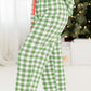 Pajamas Plaid Collared Neck Long Sleeve Top and Set