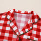 Pajamas Plaid Collared Neck Long Sleeve Top and Set