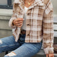 Plaid Button Up Collared Neck Long Sleeve Jacket