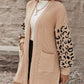 Pocketed Leopard Open Front Cardigan