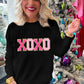 Sweater Black XOXO Glitter Print Round Neck