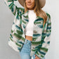 Blackish Green Aztec Print Button Up Long Sleeve Jacket