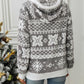 Drawstring Snowflake Zip Up Hooded Outerwear