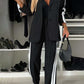 Casual Pant Set Contrast Lapel Collar Top and