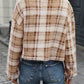 Plaid Button Up Collared Neck Long Sleeve Jacket