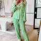 Pajamas Plaid Collared Neck Long Sleeve Top and Set