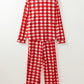 Pajamas Plaid Collared Neck Long Sleeve Top and Set